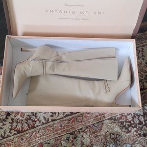 Antonio Melani Cream Pointed Toe Boot In Box